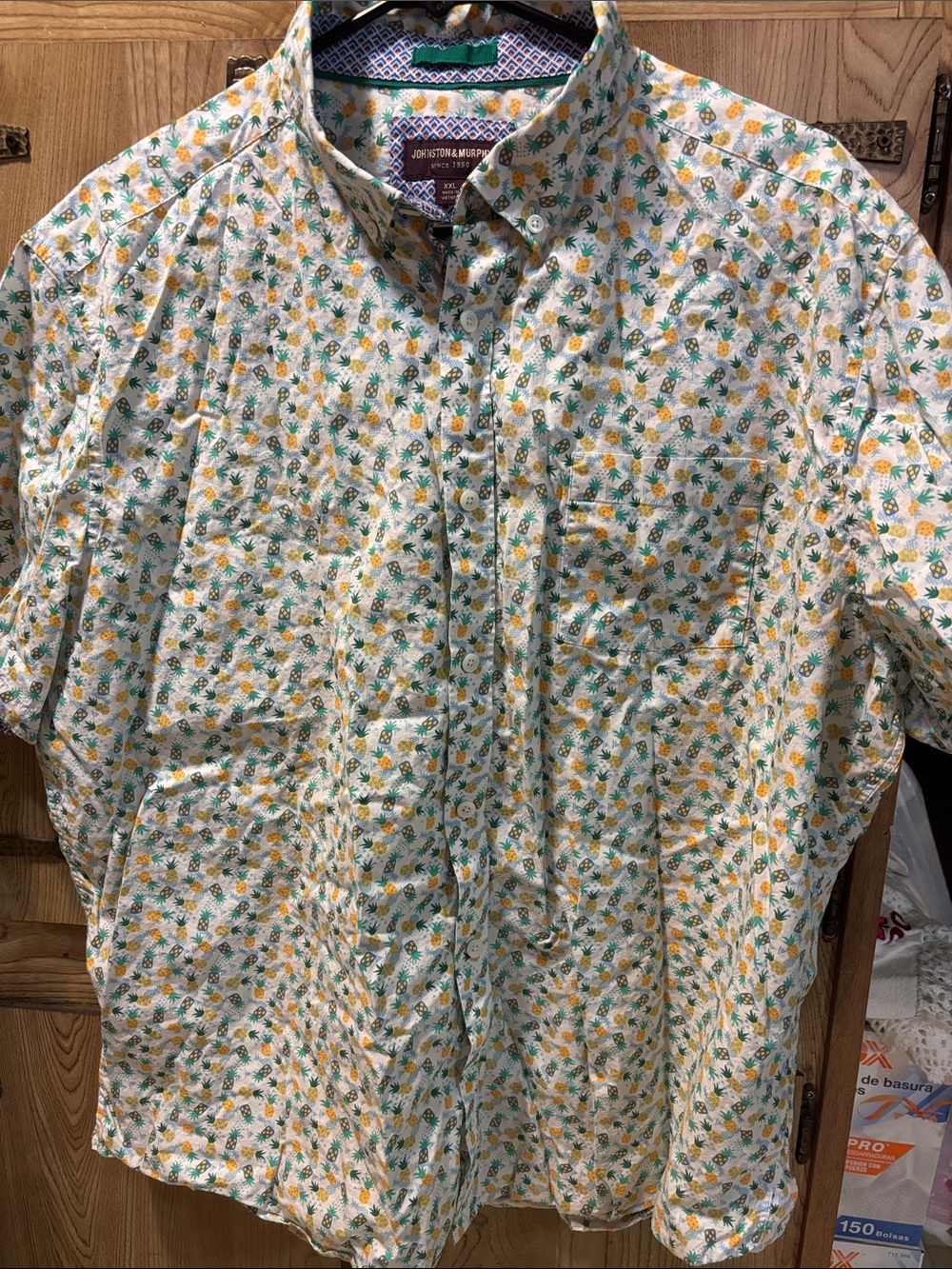 Johnston & Murphy men's short-sleeve button-down shirt pineapple print 🍍XXL